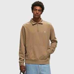 Polo Ralph Lauren | Loopback Fleece Quarter Zip Sweatshirt in Desert Khaki L